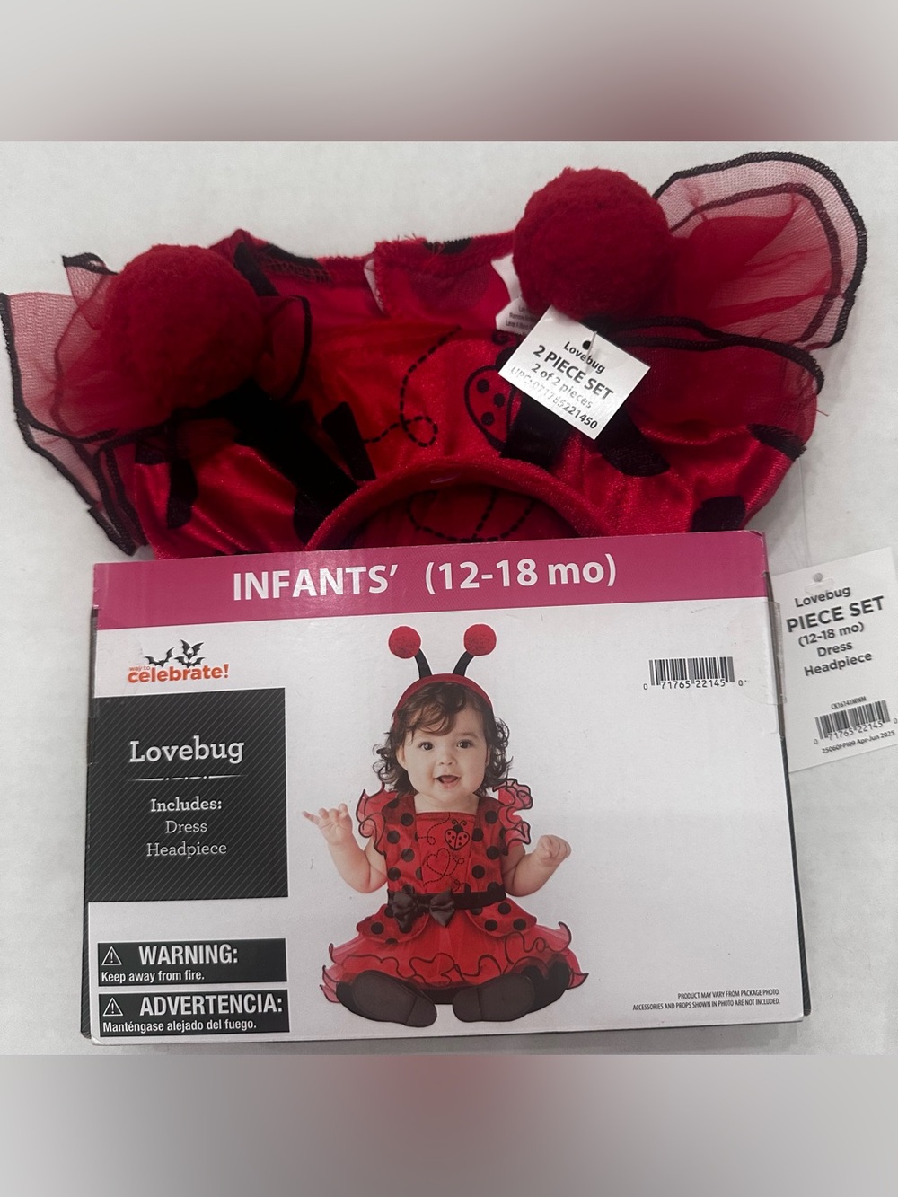 Way to Celebrate New Lovebug Dress and
Headpiece Costume 12-18 months